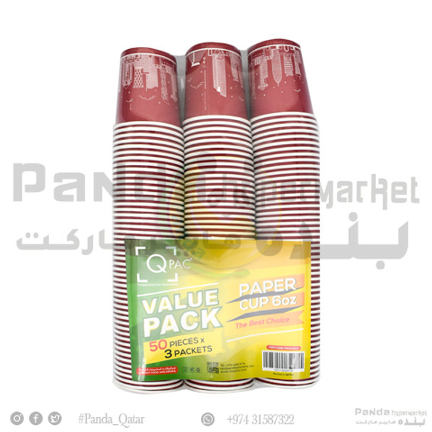 Q Pac Paper Cup 6oz 50X3Pcs