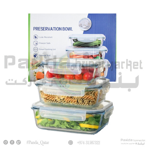 Glass Food Container 3Pcs Set 1040/680/410Ml
