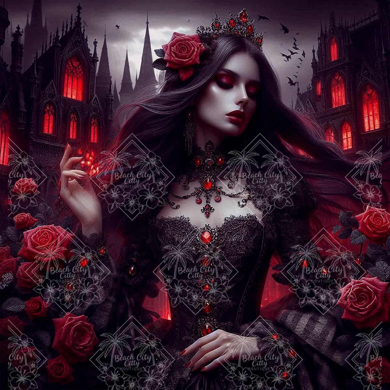 Crimson Thorns and Midnight Majesty – Gothic Castle Diamond Art Kit