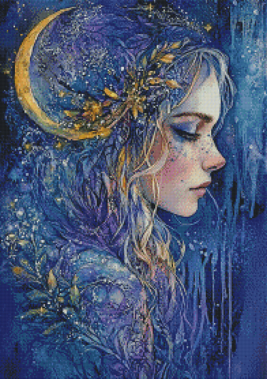 Crescent Moon Goddess – Licensed Diamond Art Kit by Sakura