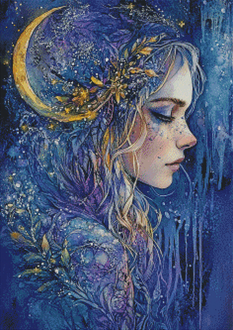 Crescent Moon Goddess – Licensed Diamond Art Kit by Sakura