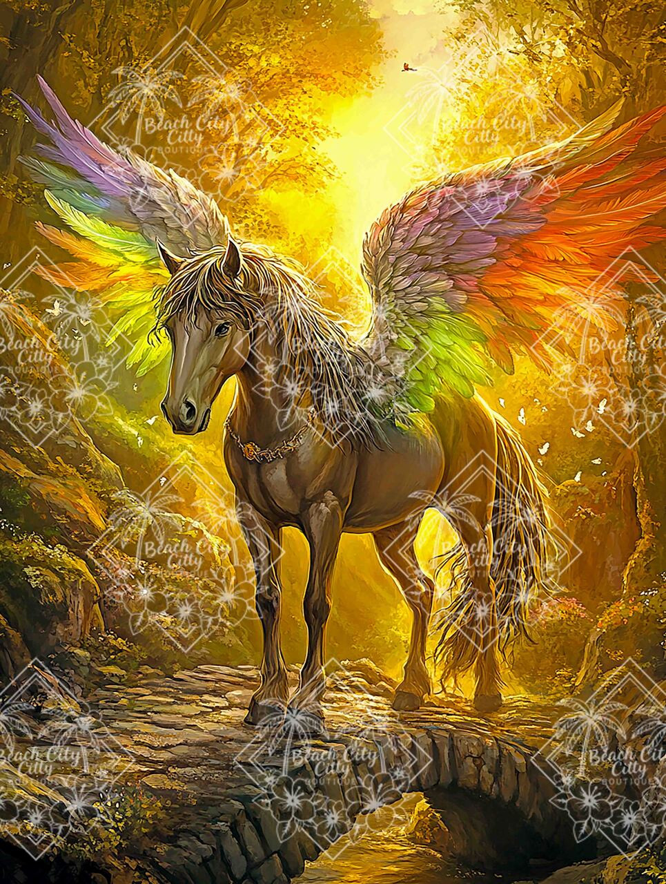 【限定品】ダイヤモンドアートクラブ　Pegasus Rainbow Forest Pegasus – Licensed Diamond Art Kit by ©Sakura