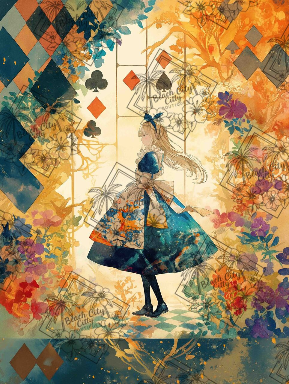 Golden Wonderland Alice – Licensed Diamond Art Kit by 1000 No Kotoba