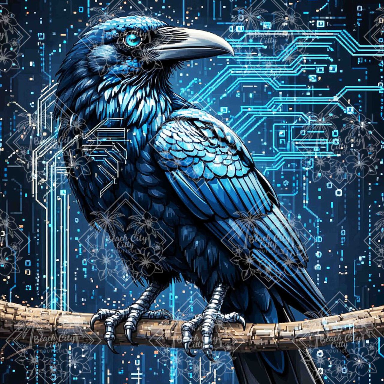 Cyber Raven Sentinel © Natasha Muir - Diamond Art Kit Made to Order