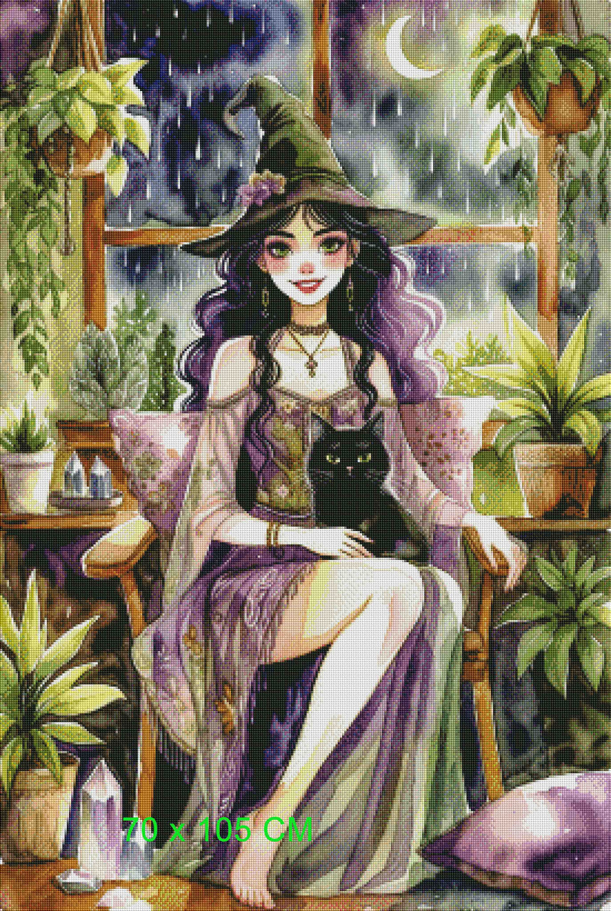 Moonlit Green Witch – Licensed Diamond Art Kit by Dreamy Witch