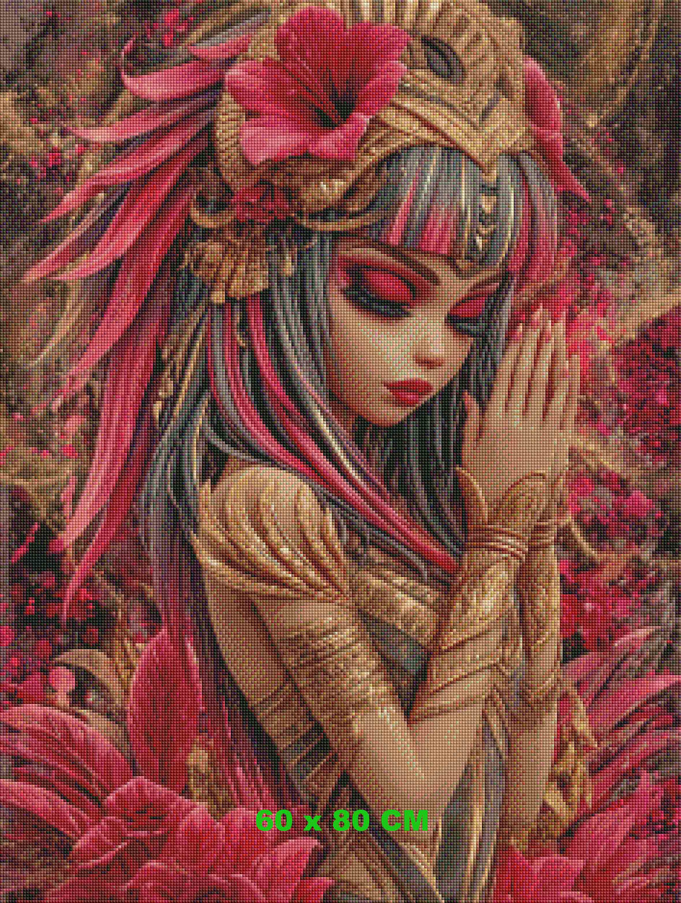 Crimson Prayer Empress ©Sweet Loco AI – Licensed Diamond Art Kit