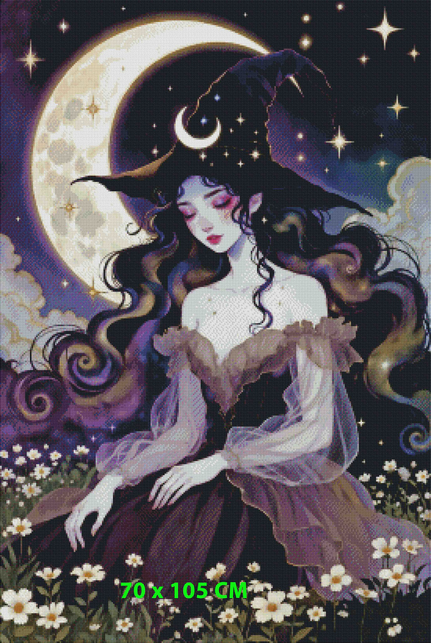 Midnight Moon Sorceress © Dreamy Witch– Licensed Diamond Art Kit