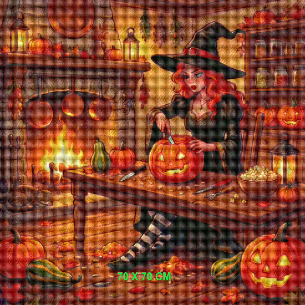 Jack-o-lantern Witch ©Kristin Schwenke Block Licensed Diamond Art
