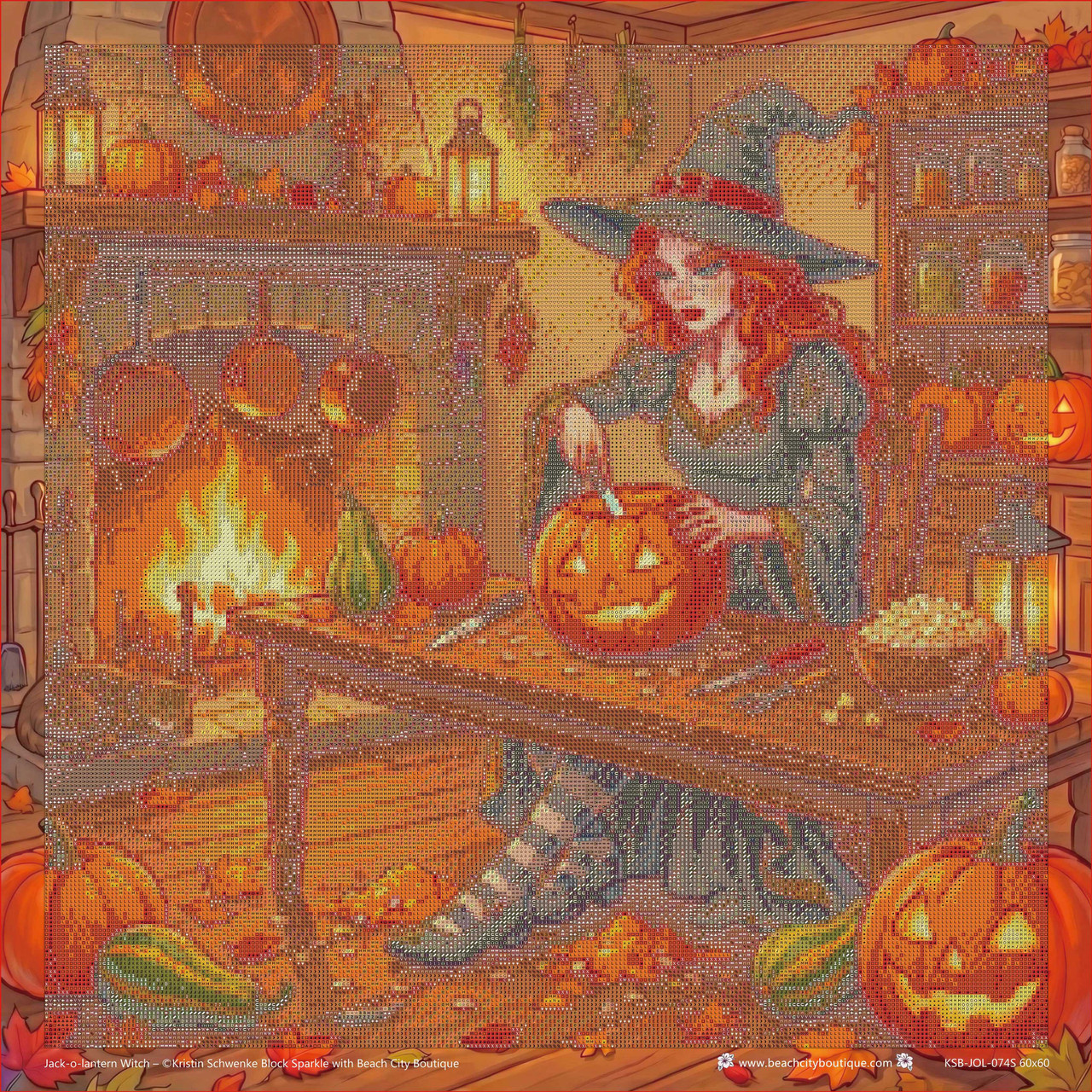 Jack-o-lantern Witch ©Kristin Schwenke Block Licensed Diamond Art