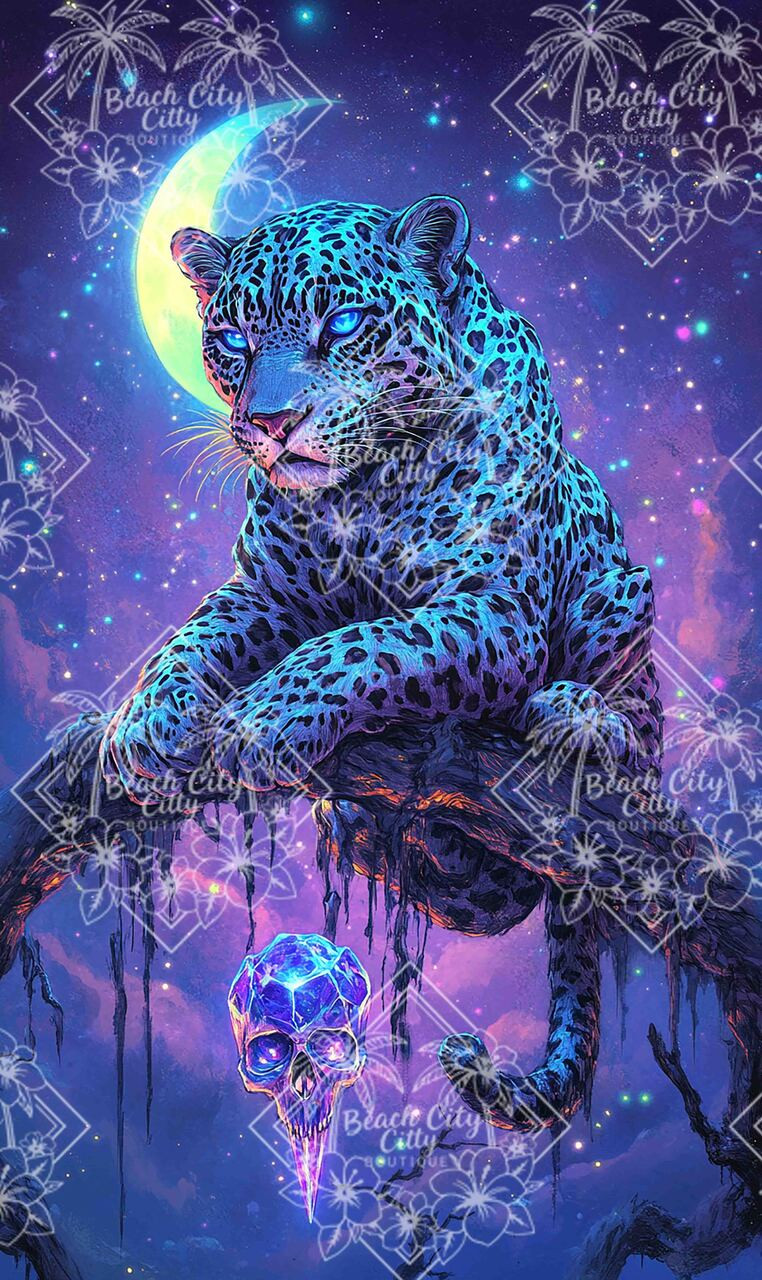 絵画 Crystal Art Works Moonlight Moonlit Crystal Leopard ©Sakura - Licensed Diamond Art Kit - Made