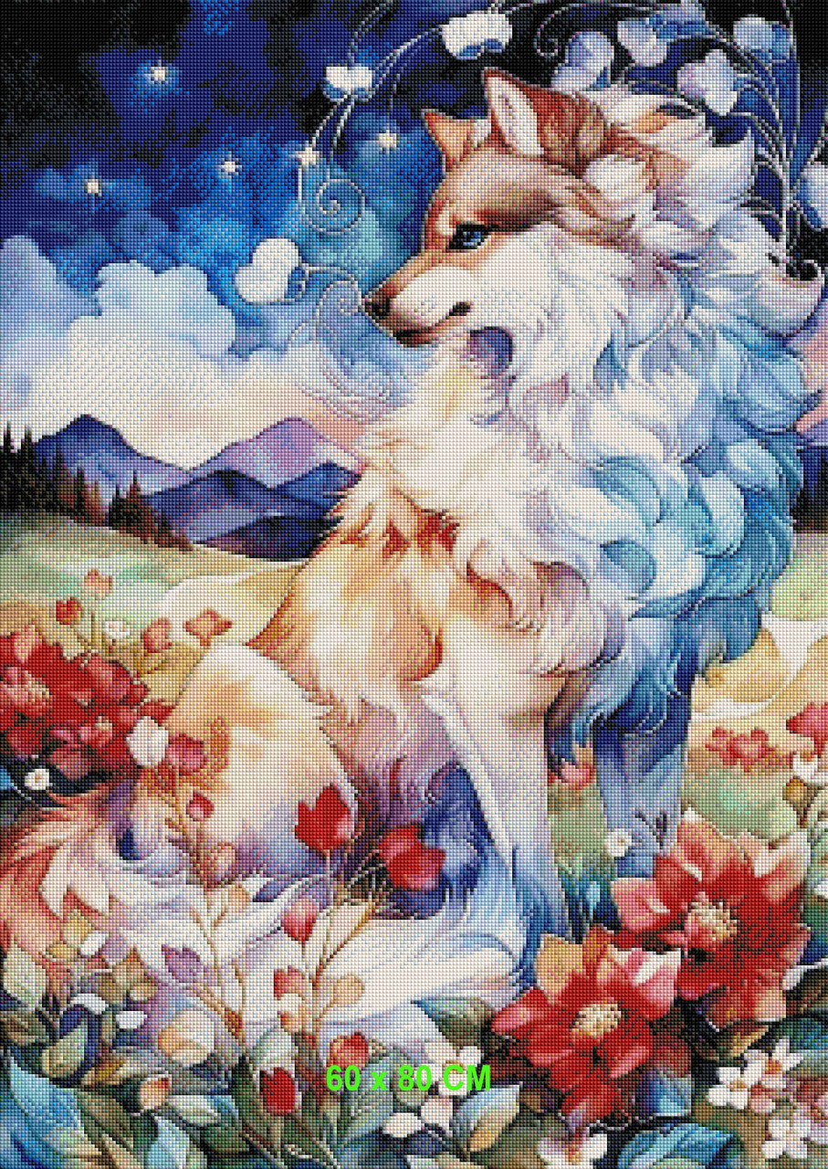 Starlight Garden Fox ©Sakura - Licensed Diamond Art Kit - Made to