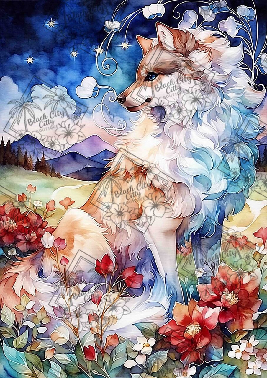 Starlight Garden Fox ©Sakura - Licensed Diamond Art Kit - Made to