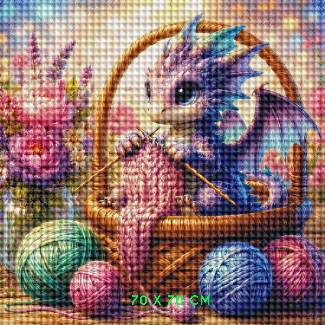 Baby Knitting Dragon ©Sakura - Licensed Diamond Art Kit - Made to