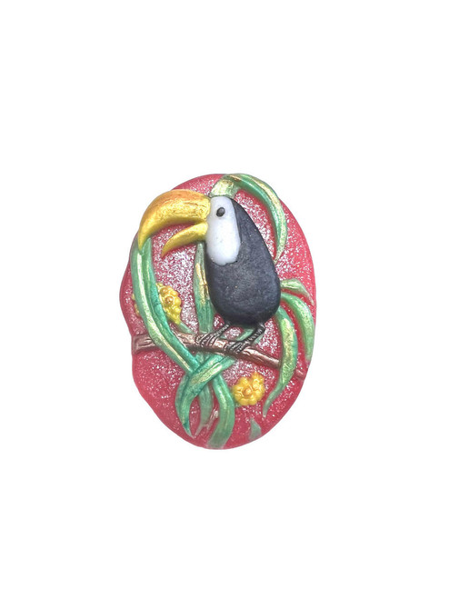 Beach City Boutique Toucan Soap, Tropical Decor, Oval Guest Bar, Hand Painted Gift, Vegan Self Care 