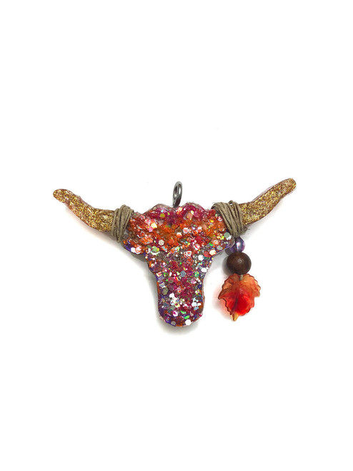 Beach City Boutique Longhorn Steer Freshie with Glitter and Leaf Tag