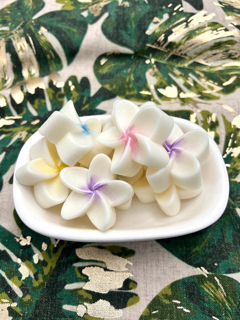 Beach City Boutique Plumeria Mini Soap Set: Hawaiian Decor for Your Tropical Bathroom, Luau Party or toppers on your bath and body projects 