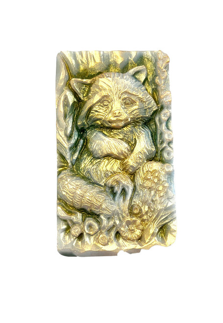 Beach City Boutique Shimmering Gold Raccoon Soap - Woodland-Inspired Bath Decor for Raccoon Lovers 