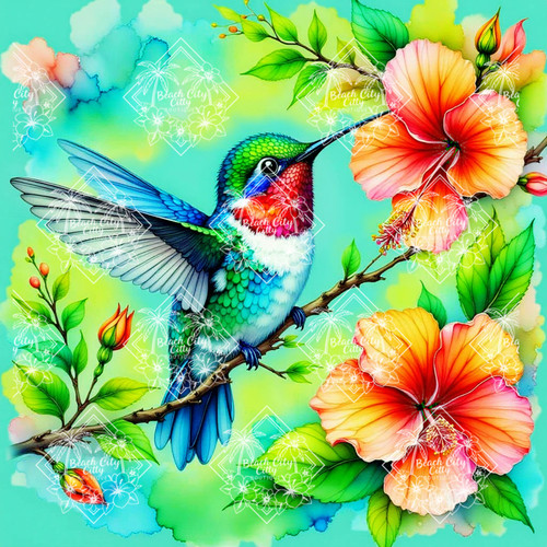 Watercolor Hummingbird  –   All Mermaid Dust  Diamond Art Kit - Square Drills