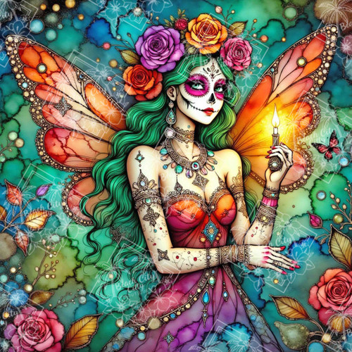 Mariposa de los Muertos - Diamond Art Kit 
A stunning sugar skull fairy with vibrant butterfly wings, glowing candlelight, and a crown of roses. Rich detail, vivid colors, and mystical Day of the Dead elegance brought to life in diamond art.