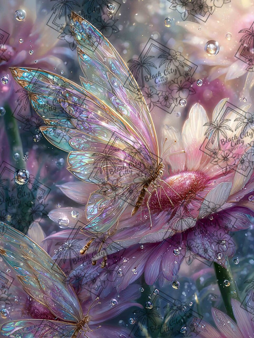 Golden-haired fairy woman with floral crown and warm glowing light.