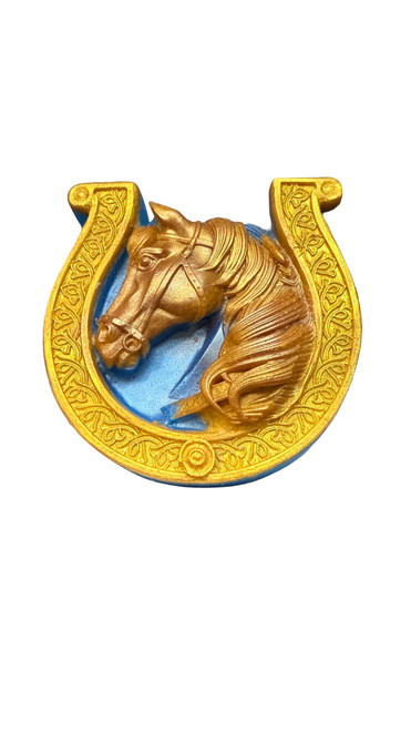 Golden Horseshoe Horse Artisan Soap – 3D Sculpted Decorative Bath Soap