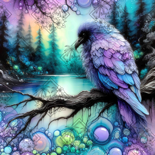 Northern Raven Glow ©Cocomarshmallow Art  – Licensed Diamond Art Kit - Made to Order