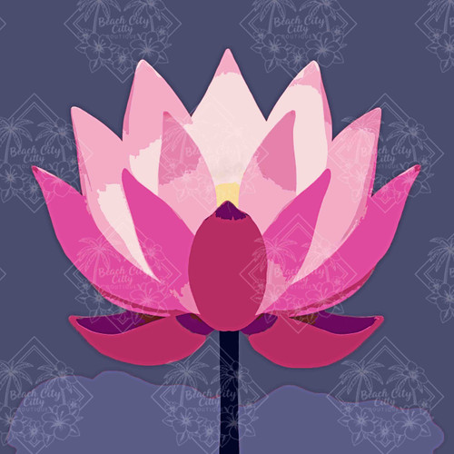 minimal pink lotus flower color block crystal diamond painting illustration by Kelly Reins