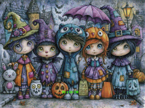 Halloween Trick-or-Treat Friends ©Finira Art – Licensed Diamond Art Kit - Made to Order