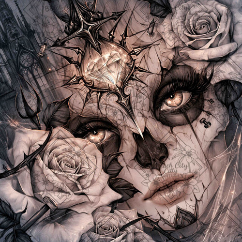 Thorned Rose Requiem ©Sweet Loco AI – Licensed Diamond Art Kit