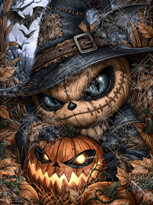Midnight Pumpkin Mischief Halloween diamond painting featuring mischievous pumpkin-inspired imagery and a whimsical spooky nighttime atmosphere.