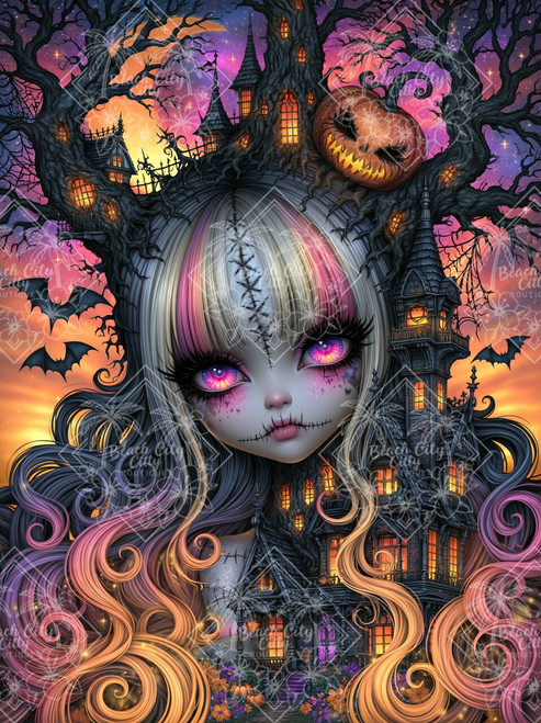 Twilight Haunted Dreams gothic fantasy diamond painting featuring a mysterious twilight atmosphere and haunting dream-inspired imagery.