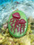 Beach City Boutique Glittery Neon Pink Jellyfish Oval Soap with Lime Green Background 