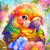 Sunset Parrot Bloom diamond painting with tropical bird and flowers by Natasha Muir