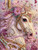 Elegant carousel horse with pink flowers, gold trim, and pastel ribbons on a soft magical background.