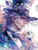 Mad Hatter inspired character in profile wearing a floral top hat, painted in blue and violet watercolor fantasy style