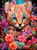 Cougar cub surrounded by flowers in Bella’s Babies Pascal diamond art design