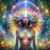 Radiant feminine light being with flowing rainbow hair receiving a beam of divine light through the crown chakra, symbolizing spiritual activation.