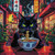 Midnight Ramen Cat - Diamond Art Kit Made to Order © Kelly Reins