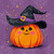 cute pumpkin wearing witch hat with sparkles Halloween crystal diamond painting illustration by Kelly Reins