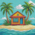 Tropical Beach Cottage © Kelly Reins - 40 x 40 CM - Crystal Diamond Painting Kit (Full Drill Round Acrylic Crystals)