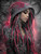 dark gothic woman with red dreadlocks and snakes in forest, mystical witch portrait fantasy art by Sweet Loco AI