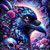 Raven Majesty by Taza Creations is a stunning fantasy wildlife design showcasing a majestic raven adorned with intricate floral elements and shimmering, iridescent feathers. Set against a dreamy, surreal background with glowing skies and soft clouds, this piece blends dark elegance with vibrant color.