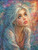 Ray Spark Digital Art pastel fantasy girl with blue eyes against colorful graffiti and butterfly background