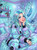 Dreamy Witch pastel mermaid-inspired girl in cozy ocean-themed pajamas sitting in a glowing bedroom filled with seashells, jellyfish decor, and soft moonlight