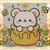 Kawaii Honey Bear © Kelly Reins 100% Hand-Rendered — Made to Order - All Mermaid Dust-Diamond Art Kit 40 x 40 CM Print to Edge for Use with DP with Sparklers Enhancement Suggestion
