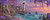 Elly AI lighthouse on rocky coast surrounded by purple flowers with ocean waves at sunset