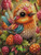 Berry Blossom Songbird ©Sweet Loco AI – Licensed Diamond Art Kit - Made to Order