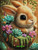 Succulent Swing Bunny ©Sweet Loco AI – Licensed Diamond Art Kit - Made to Order
