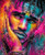 Vibrant portrait of a young man illuminated by bold neon pink, blue, and gold colors in an expressive contemporary art style.