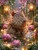Peaceful capybara resting in a glowing lotus pond surrounded by cherry blossoms and lanterns.